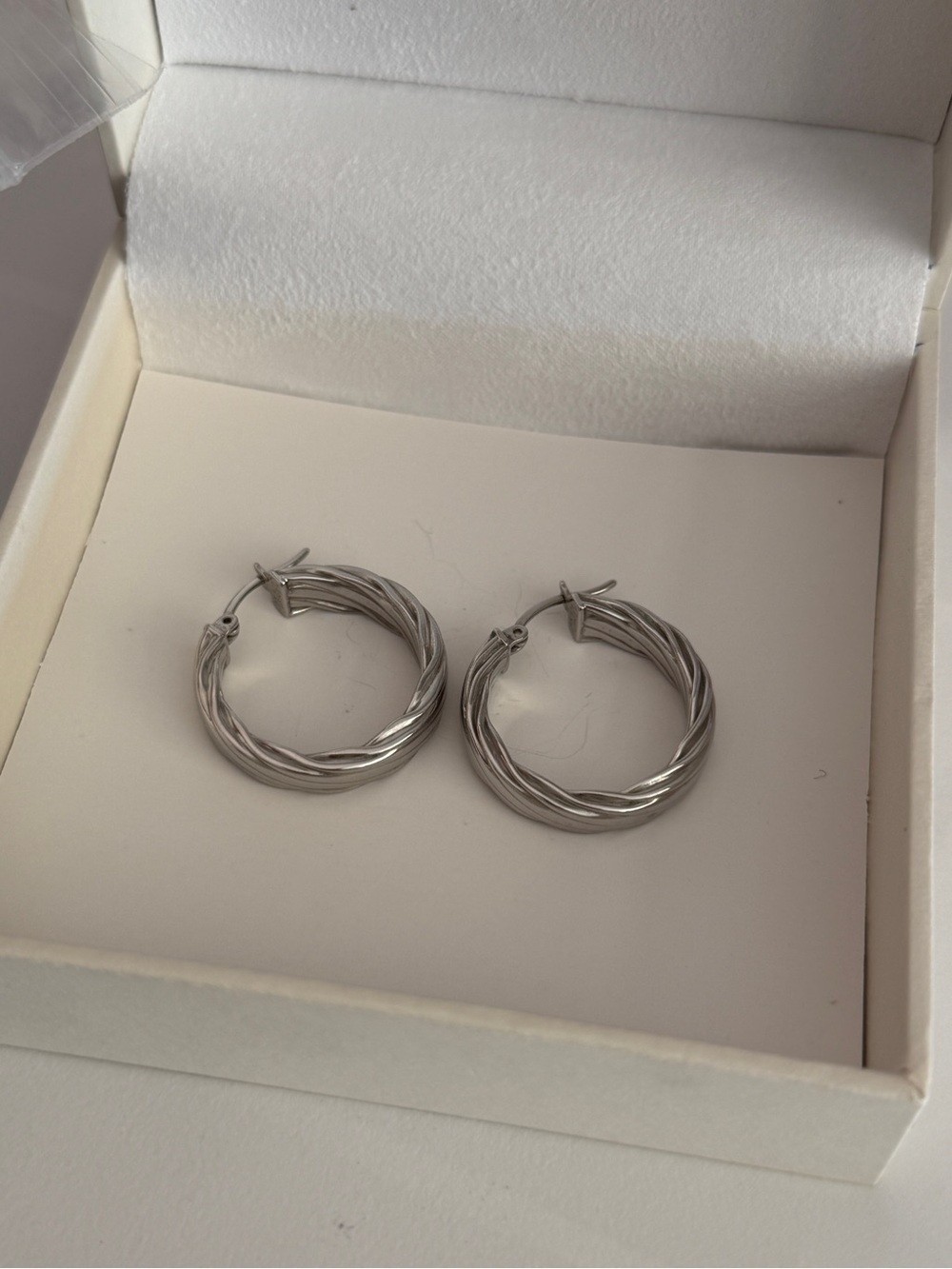 NEW 925 Silver Textured Hoops